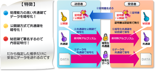 共通鍵暗号方式と公開鍵暗号方式の組み合わせ